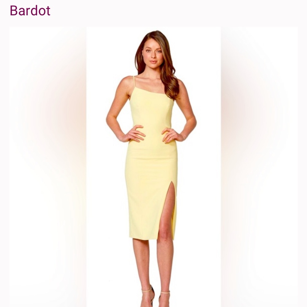 Bardot Yellow One Shoulder Bodycon Cocktail Dress